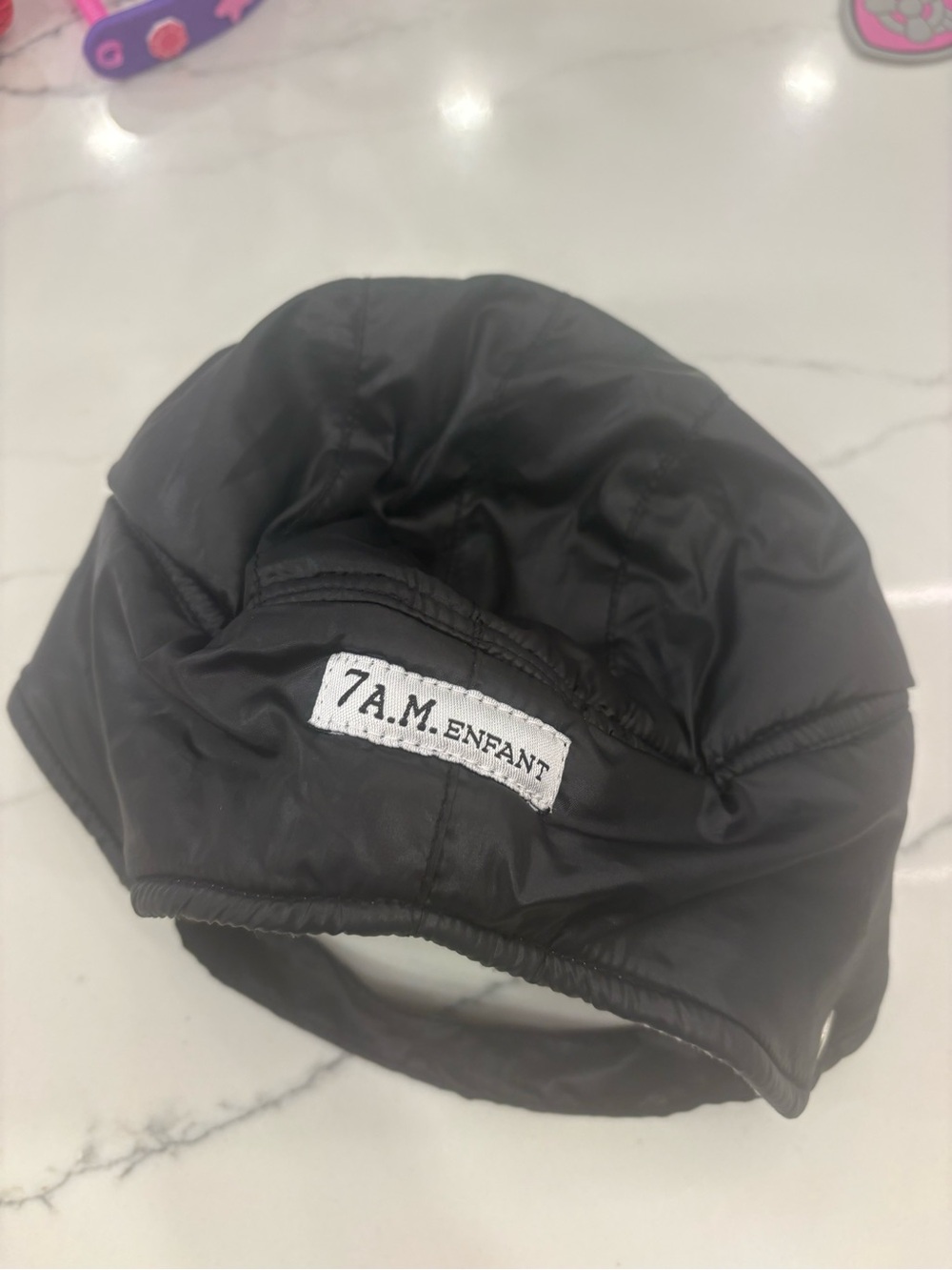 7 A.M. Enfant Black Puffer Baby Hat